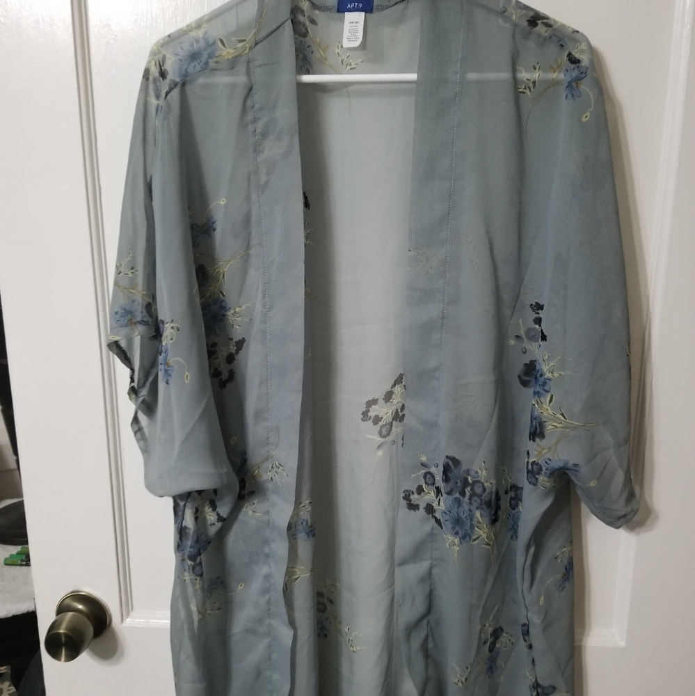 Light Blue sheer floral Kimono Apt 9